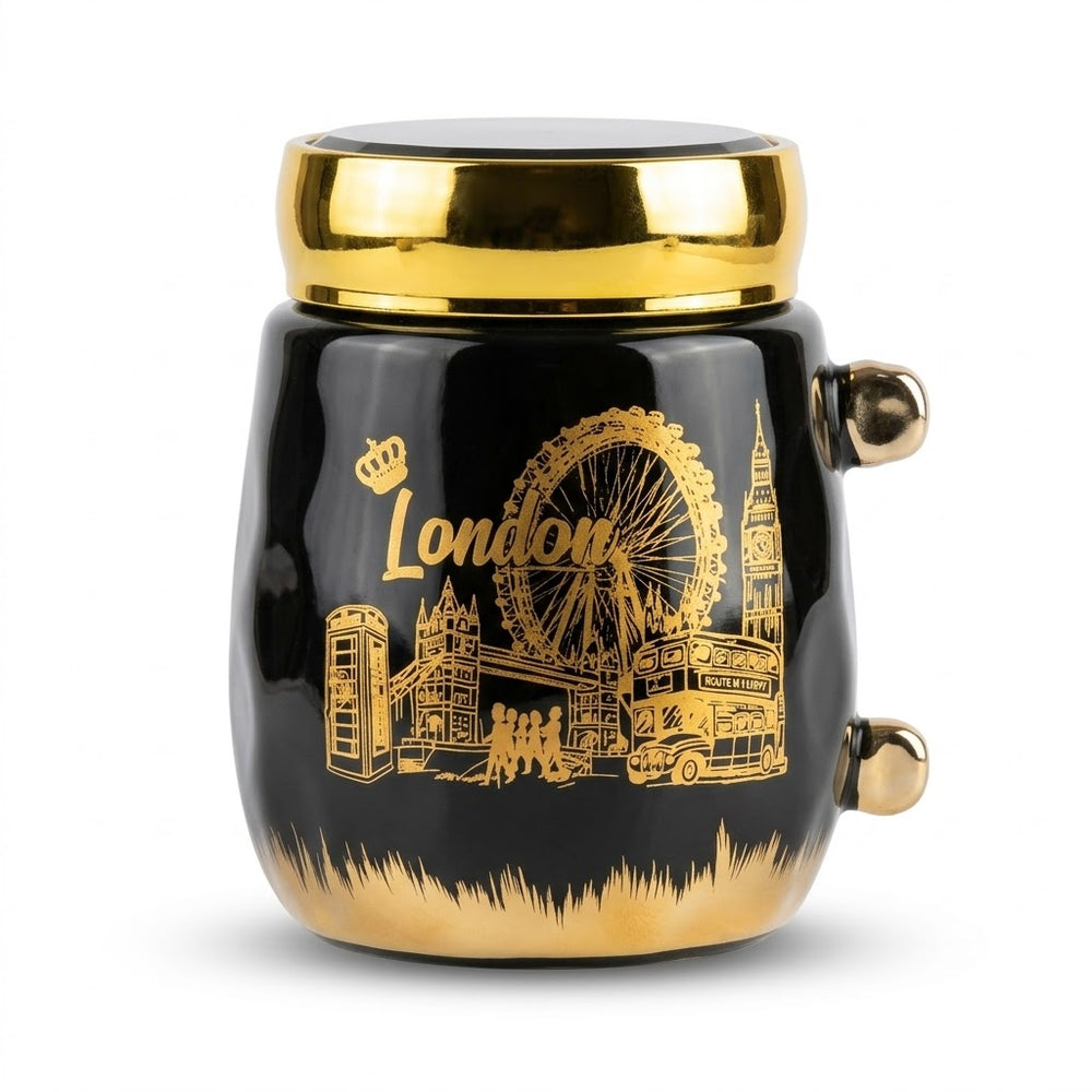 London Landmark Graphic White Mug with Gold Handle & Rim