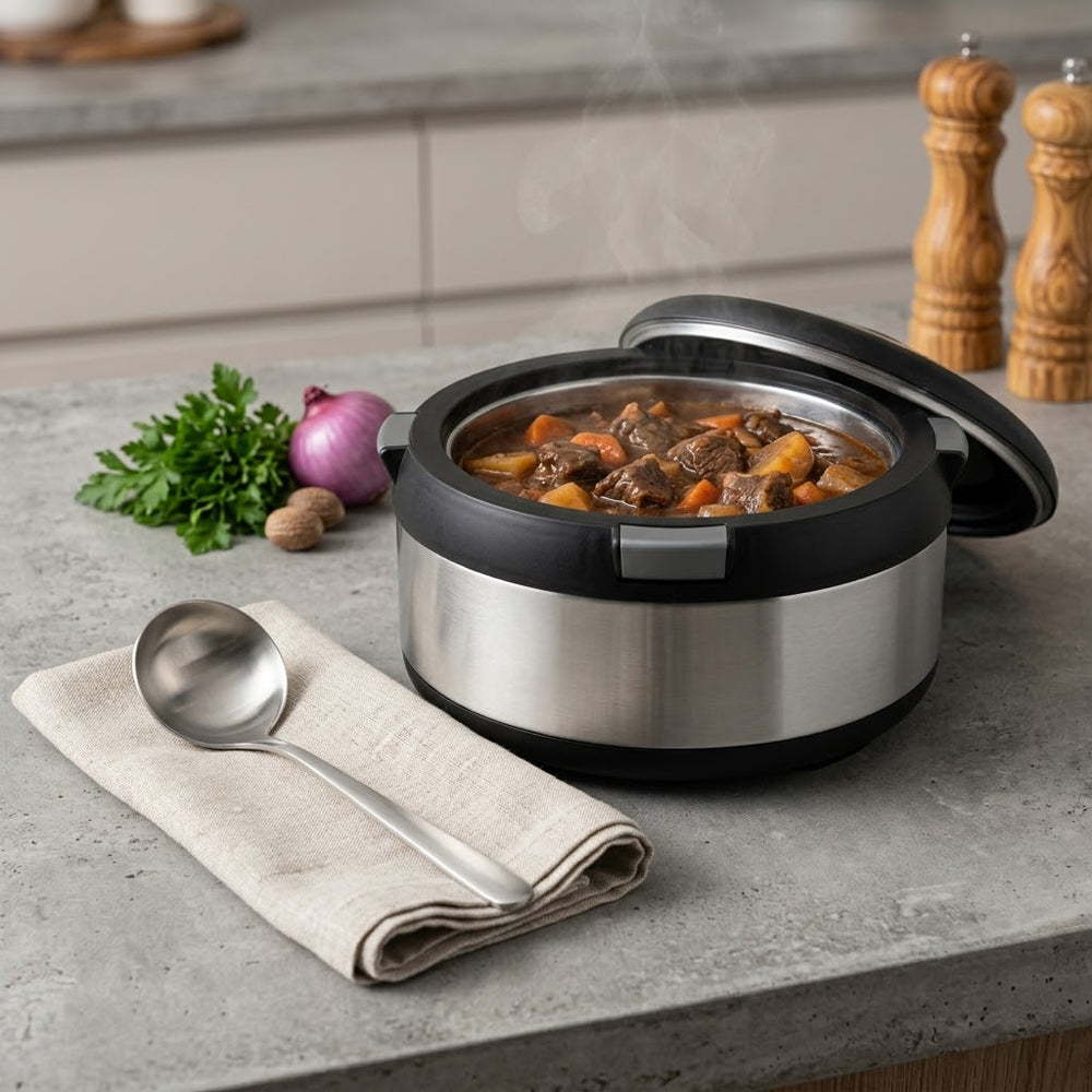 Stainless Steel & Matte Black Insulated Hotpot / Casserole (Model NO-344)