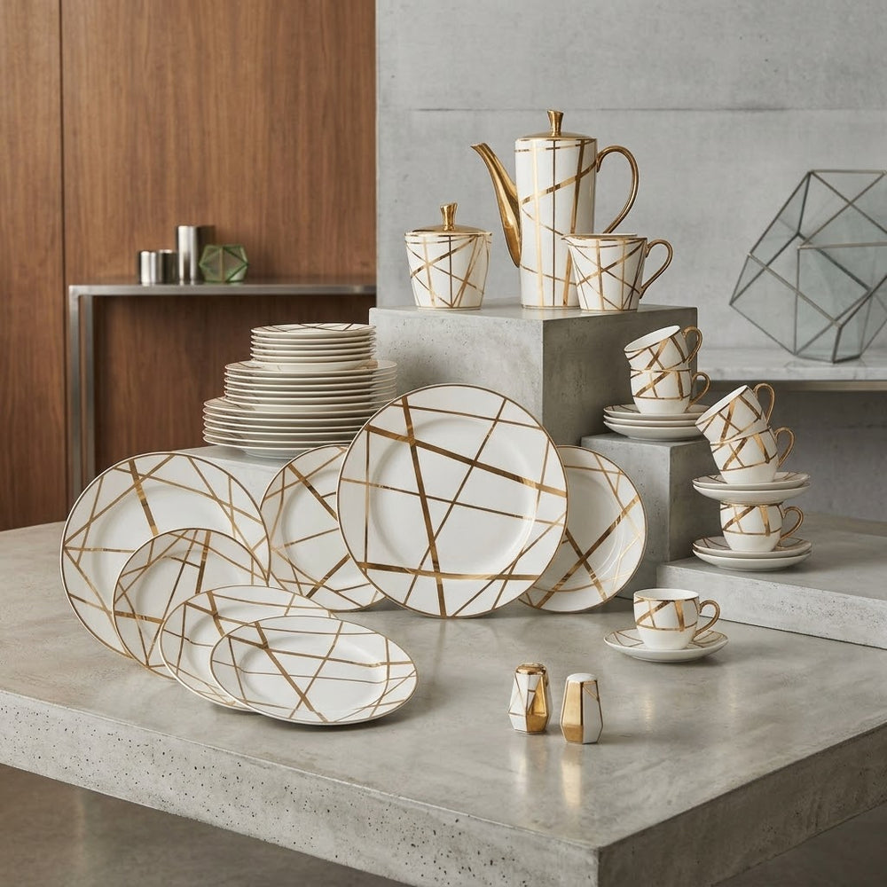 Luxury Bone China Crockery Dinner Set (Complete Tableware Set)