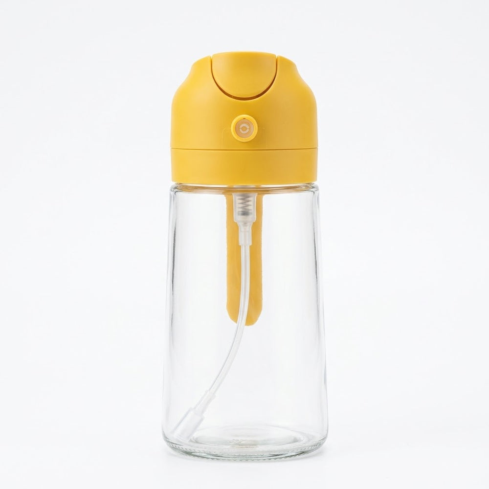 Glass Oil Spray Bottle with Yellow Flip Top Lid