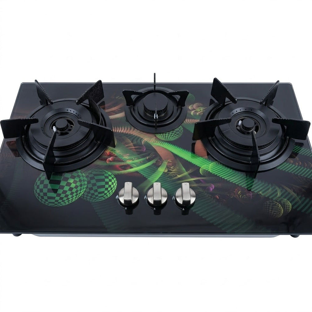 3-Burner Designer Glass Top Gas Stove