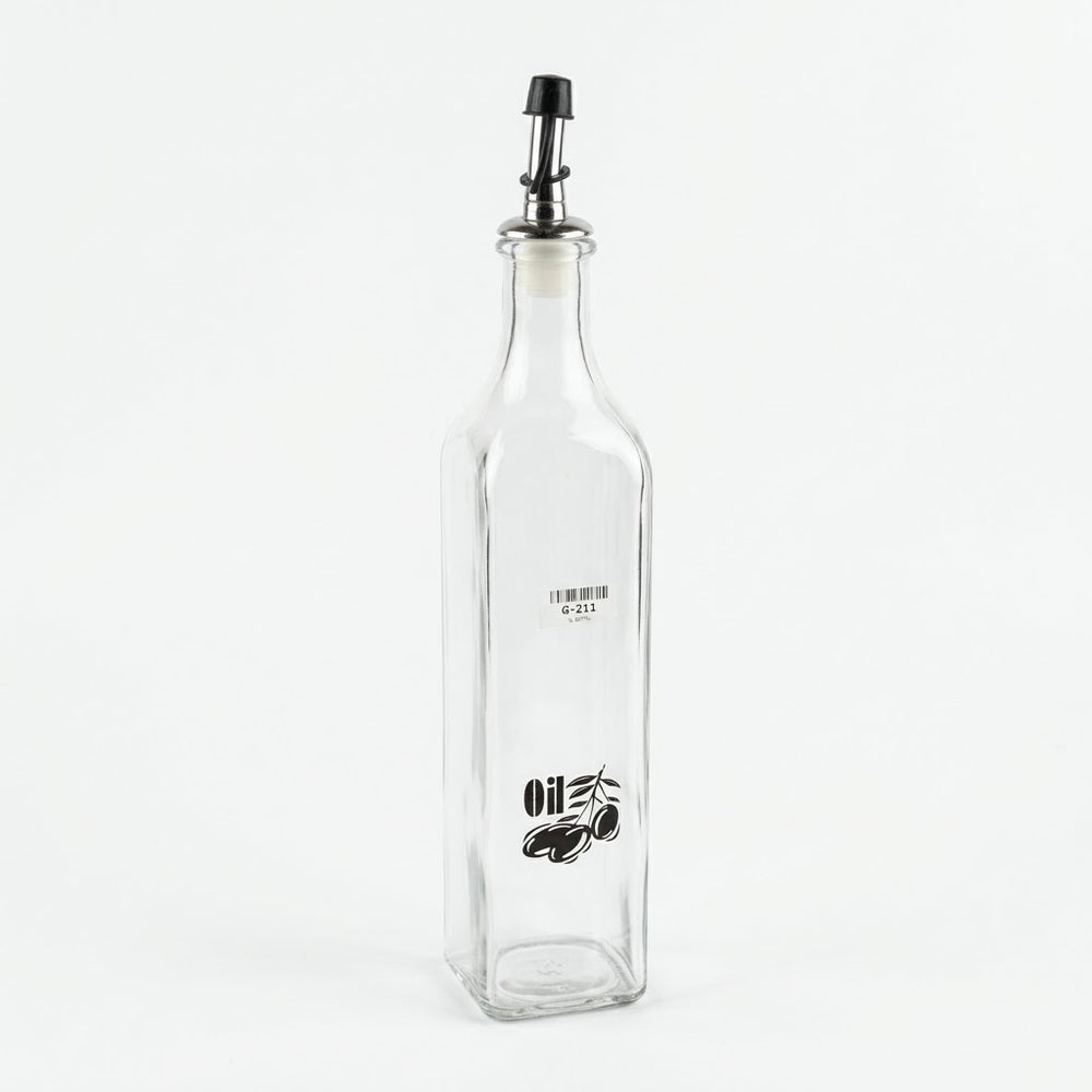 Square Clear Glass Oil Dispenser Bottle