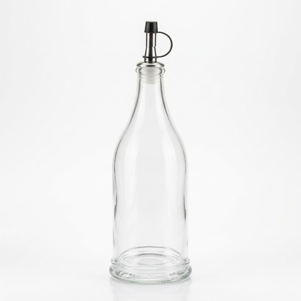 Round Glass Oil Dispenser Bottle with Nozzle Cap
