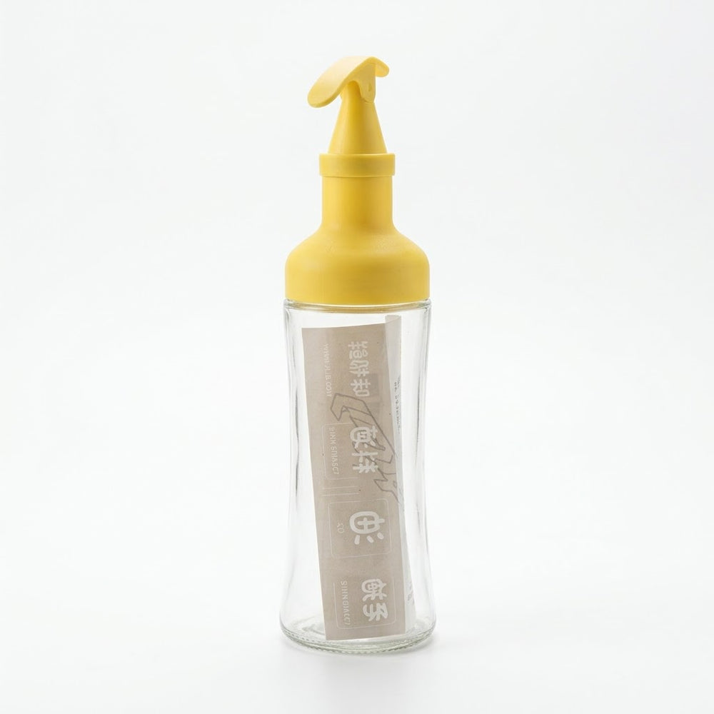 Glass Oil Dispenser Bottle with Yellow Nozzle Lid