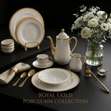 Luxury Pure White & Gold Rim Bone China Crockery Dinner Set