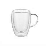 Premium Double-Wall Insulated Glass Mug with Handle – Heat-Resistant Clear Coffee & Tea Cup