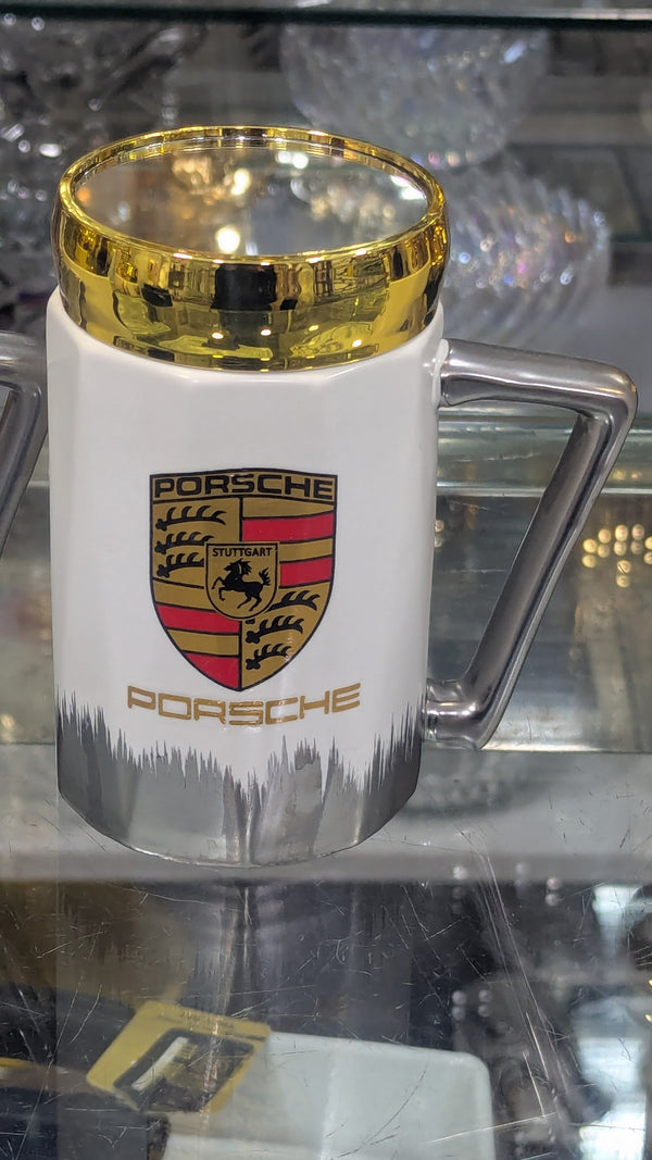 Porsche White & Gold Ceramic Mug