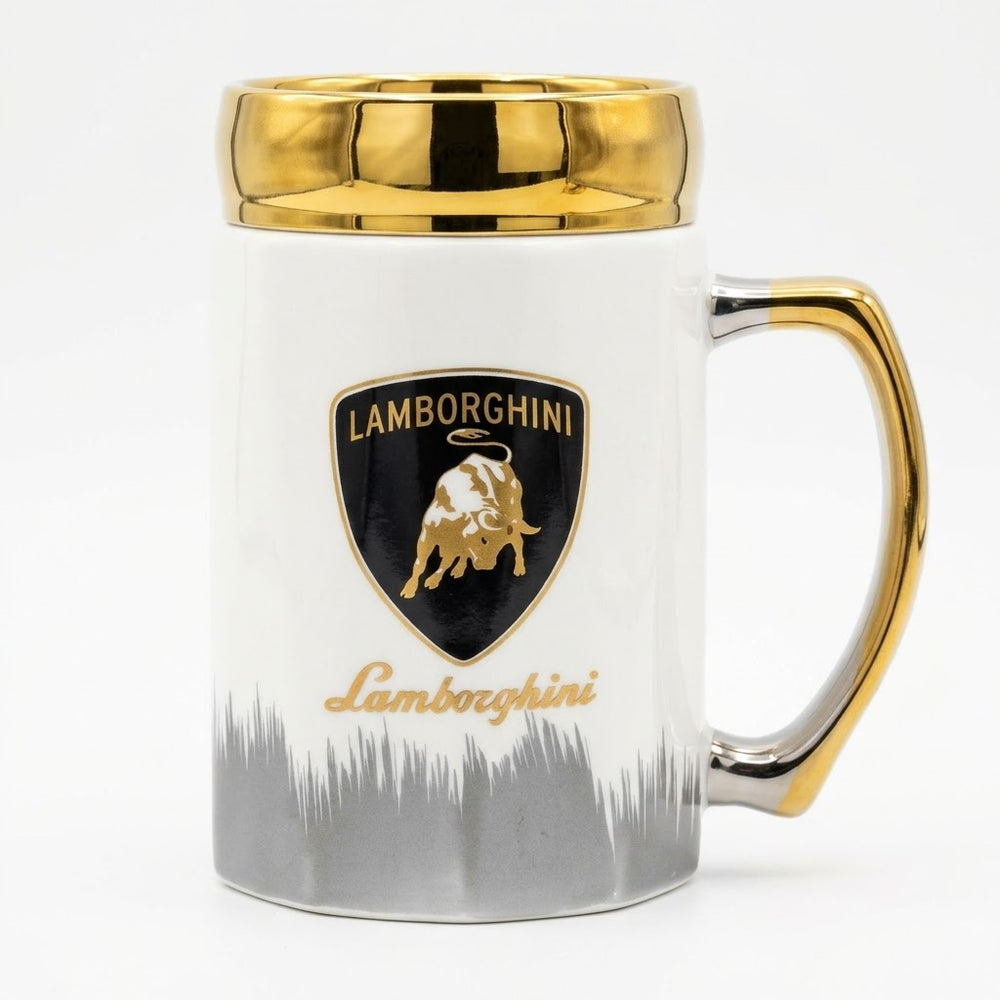 Lamborghini White & Gold Ceramic Mug