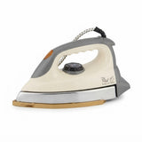 Black and White Heavy Weight Electric Dry Iron with Gold-Tone Soleplate and Temperature Control