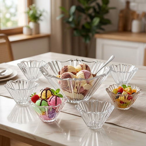 Glass Ice Cream Cup Set