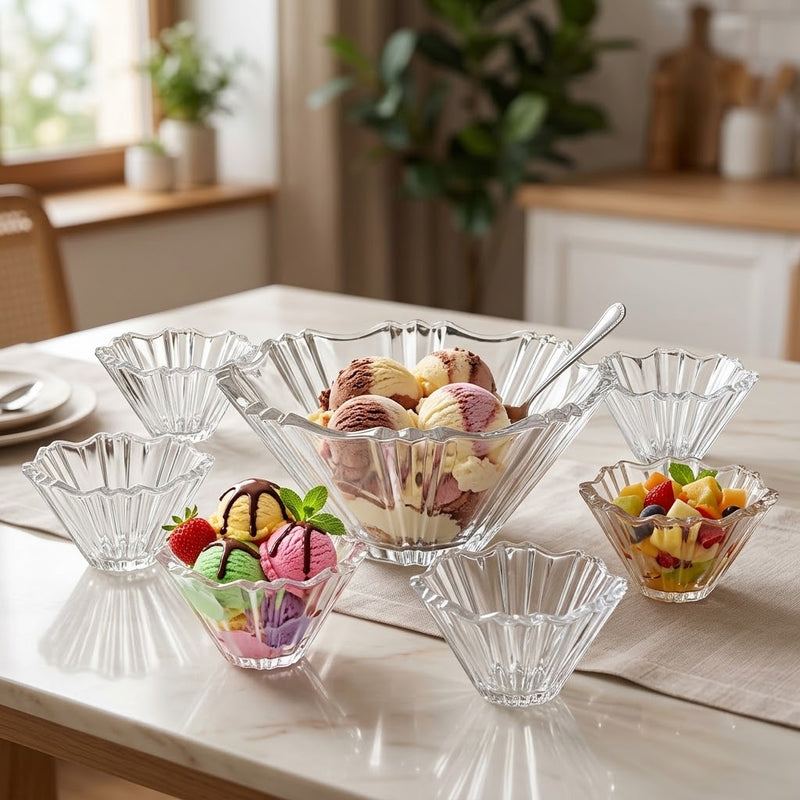 Glass Ice Cream Cup Set
