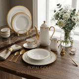 Luxury Pure White & Gold Rim Bone China Crockery Dinner Set