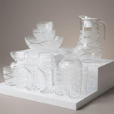 Frosted Leaf Pattern Clear Glassware Set – Jugs, Goblets, & Serving Bowls 28 Pieces Set
