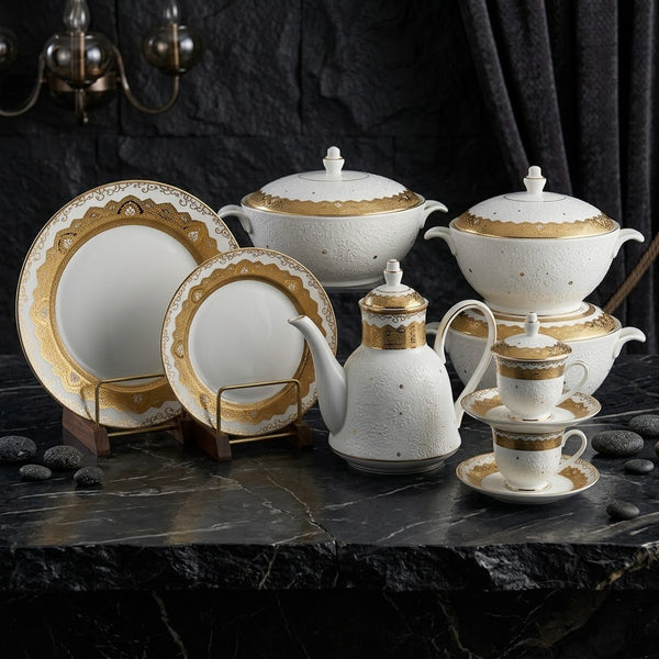 Luxury Bone China Crockery Dinner Set (Complete Tableware Set)