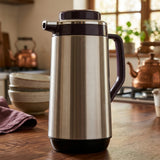 Brushed Stainless Steel Vacuum Flask / Thermal Tea Pot with Grey Trim