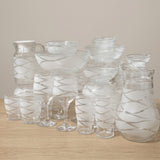 Frosted Leaf Pattern Clear Glassware Set – Jugs, Goblets, & Serving Bowls 28 Pieces Set