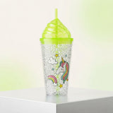 Green Unicorn Ice Glitter Tumbler with Swirl Lid and Straw