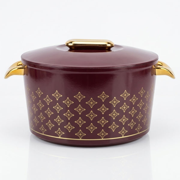 Royal Maroon & Gold Patterned Insulated Hotpot / Casserole