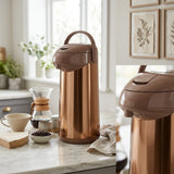 Bronze Metallic Airpot Vacuum Flask / Thermal Beverage Dispenser with Beige Trim