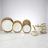 Luxury Bone China Crockery Dinner Set (Metallic Gold Edge Design)