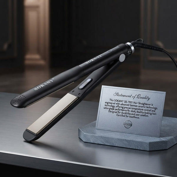 Sokany SK-1901 Smooth Ceramic Hair Straightener with 750°F Temperature Control and Fast Heat-Up