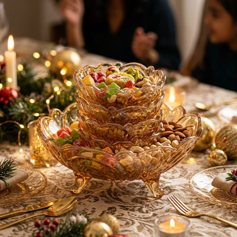 Amber Glass Dessert Bowl Set