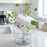 Manual Hand Push Chopper - Glass Bowl Vegetable & Meat Chopper