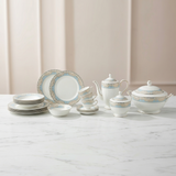 Luxury Ceramic Dinner Set 72-Piece / Complete Crockery Dinner Set - Royal Blue & Gold Border Dinnerware Set