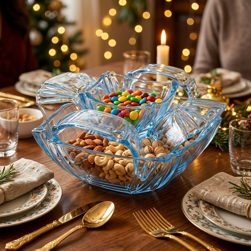 Blue Tinted Glass Dessert Set