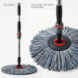 360° Self-Wringing Microfiber Twist Mop with Swivel Joint (Heavy Duty Cleaning)