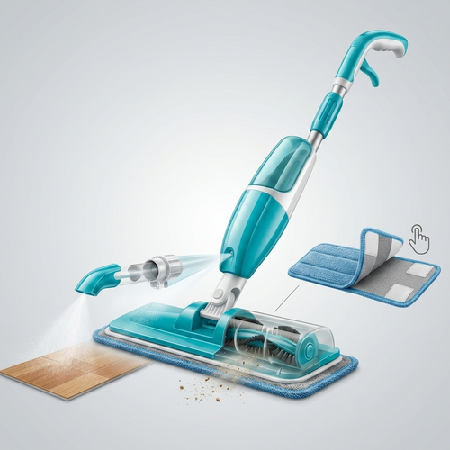 3-in-1 Smart Spray Mop & Mechanical Broom Sweeper with Refillable Water Tank, Microfiber Cleaning Pad & 360° Rotating Head – Multi-Surface Hardwood, Tile & Floor Cleane