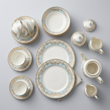 Luxury Ceramic Dinner Set 72-Piece / Complete Crockery Dinner Set - Royal Blue & Gold Border Dinnerware Set