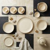 Luxury Cream White & Delicate Gold Rim Bone China Crockery Dinner Set indora premium