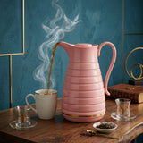 Eagle Pastel Pink Ribbed Vacuum Flask / Thermal Tea Pot