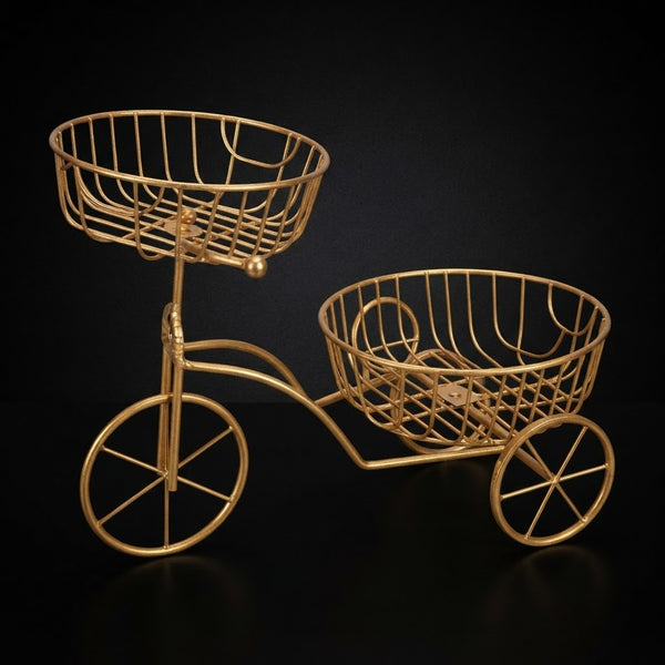 Decorative Gold-Tone Wire Bicycle Fruit Basket and Storage Stand