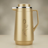 Metallic Gold Vacuum Flask / Thermal Tea Pot with Tulip Line Art Print