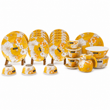 Gemware 72-Piece Premium Yellow Floral Dinnerware Set – 8 Person Serving