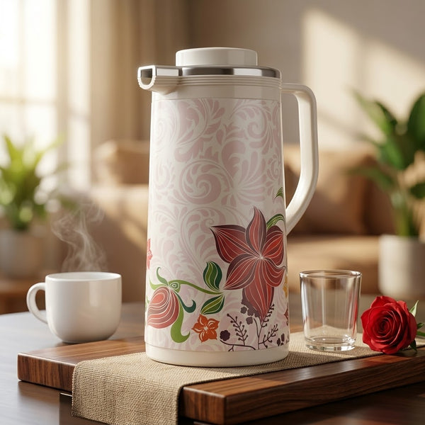 Eagle Vacuum Flask / Thermal Tea Pot with Maroon Floral & Filigree Print