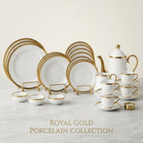 Luxury Pure White & Gold Rim Bone China Crockery Dinner Set