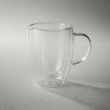 Premium Double-Wall Insulated Glass Mug with Handle – Heat-Resistant Clear Coffee & Tea Cup