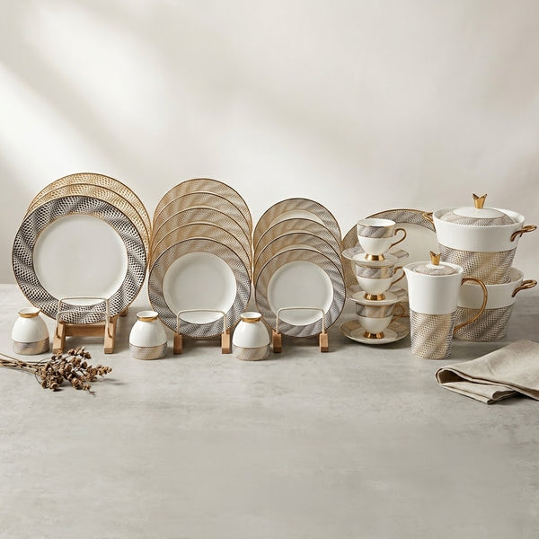 Luxury Bone China Crockery Dinner Set (Complete Tableware Set)
