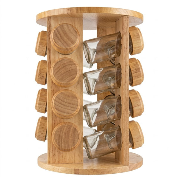 Wooden Revolving Spice Rack / Masala Jar Stand