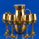 Luxury Gold Mirror Finish Water Jug and Goblet Glass Set with 6 Glass
