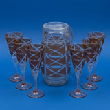 Smoke Grey Geometric Pattern 6pcs Water Set with Jug