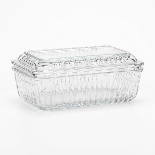 Clear Glass Rectangular Butter Dish With Lid