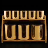 Beige / Yellow Plastic Spice Jar and Container Set with Stand