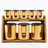 Beige / Yellow Plastic Spice Jar and Container Set with Stand