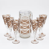 Smoke Grey Geometric Pattern 6pcs Water Set with Jug