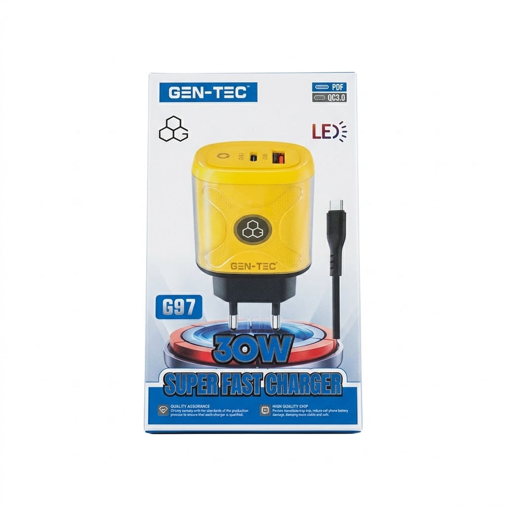 GEN-TEC G97 30W Super Fast Charger with LED Display (PD/QC3.0)