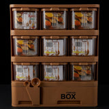 Brown Multi-Tier Spice Storage Box / Rack Container Set